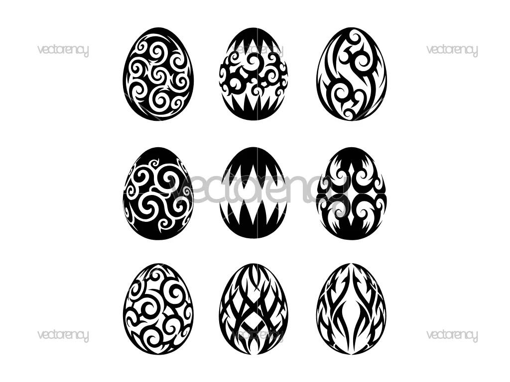 Easter Eggs Tattoo Tribal Vector