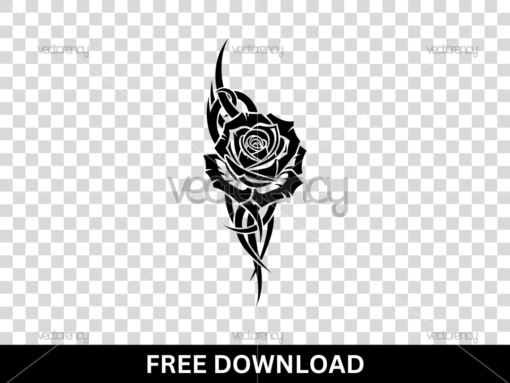 Rose Tattoo Tribal SVG Vector Free Download