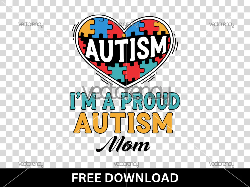 Proud Autism Mom Design Poster PNG Free Download