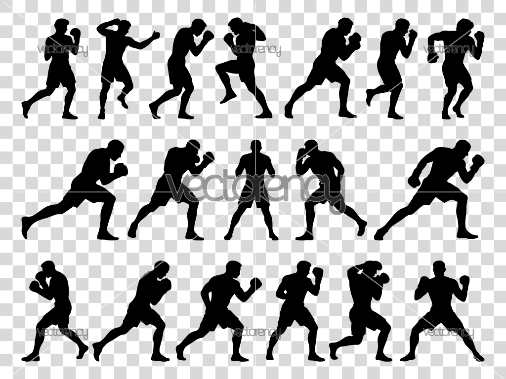 Illustration Kick Boxing Silhouette SVG Vector
