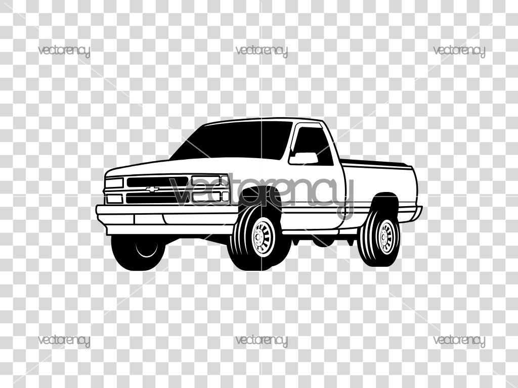 Chevrolet Silverado 1995 Pickup Vector SVG PNG