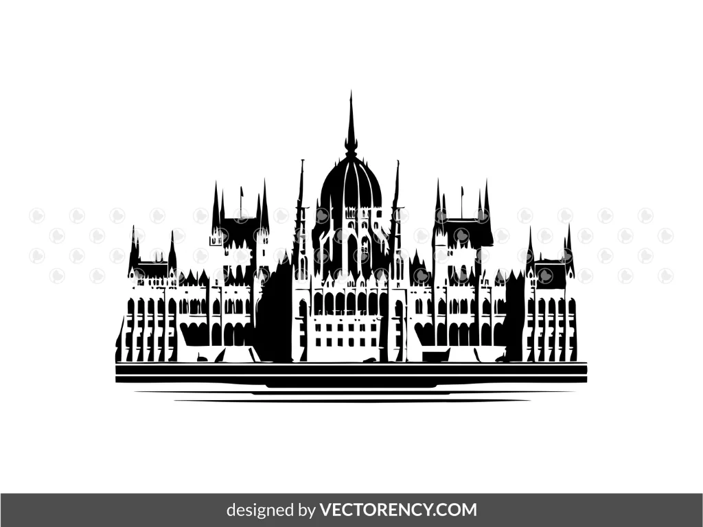 Majestic Hungarian Parliament Silhouette SVG