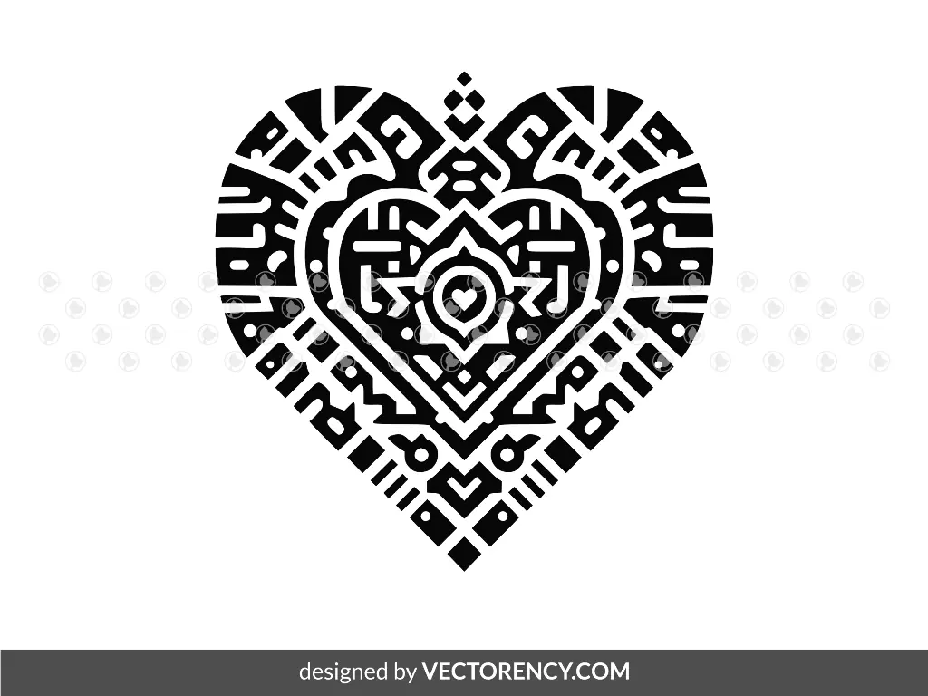 Fancy Heart Design SVG Tattoo PNG