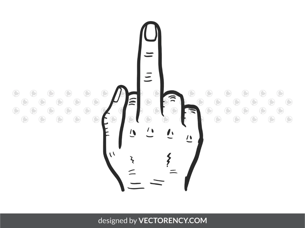 Middle Finger Clipart SVG, Outline Vector