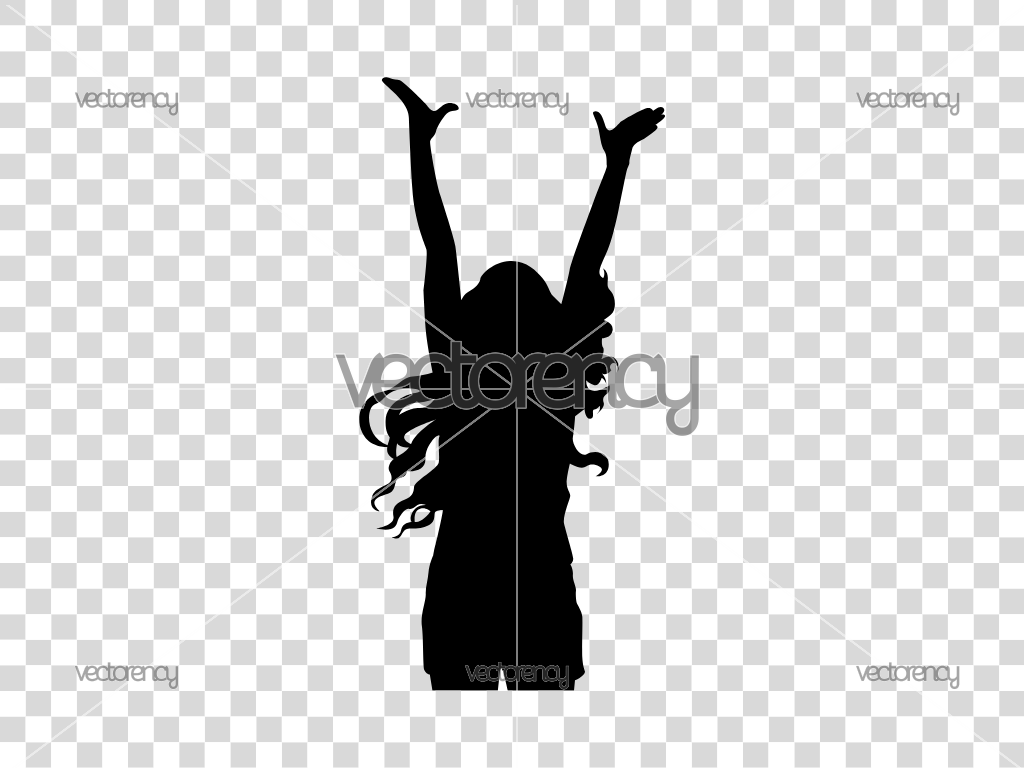 Kids Girl Hand Up Silhouette
