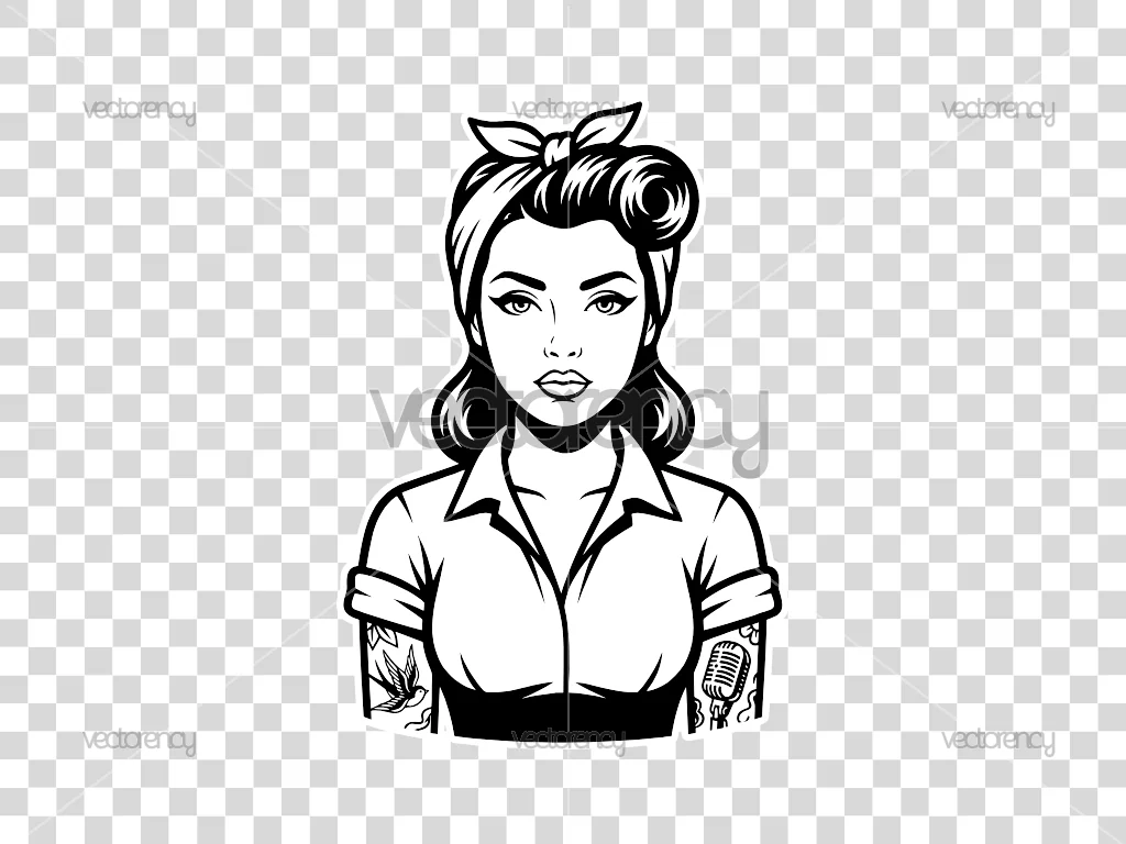 Rockabilly Girl Vector Image for Commercial Use