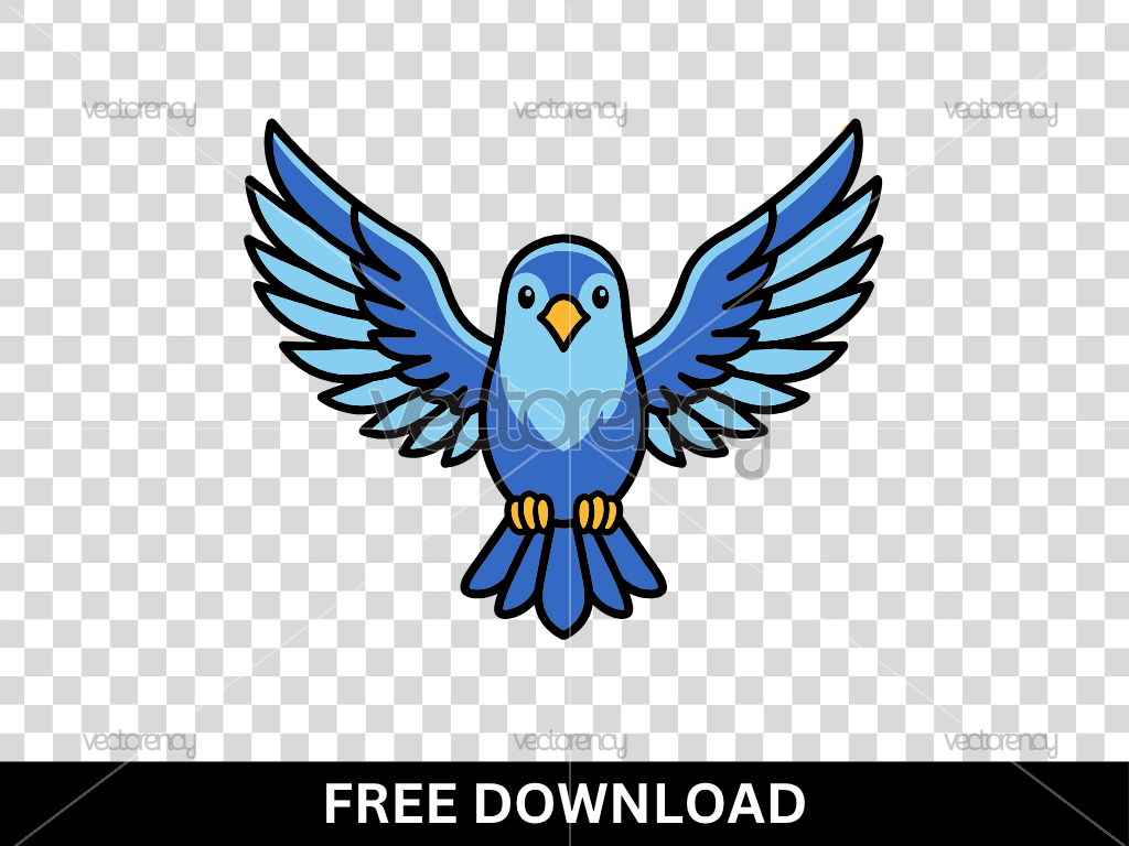 Blue Bird Flying Free Vector