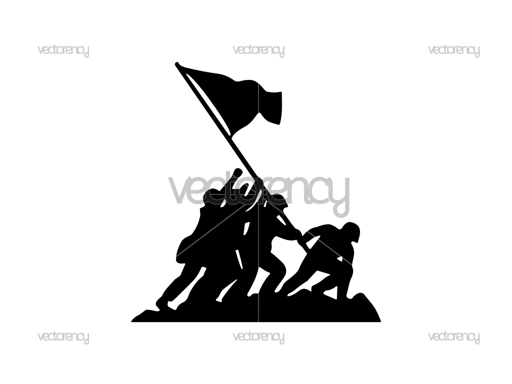 Raising the Flag on Iwo Jima Silhouette SVG