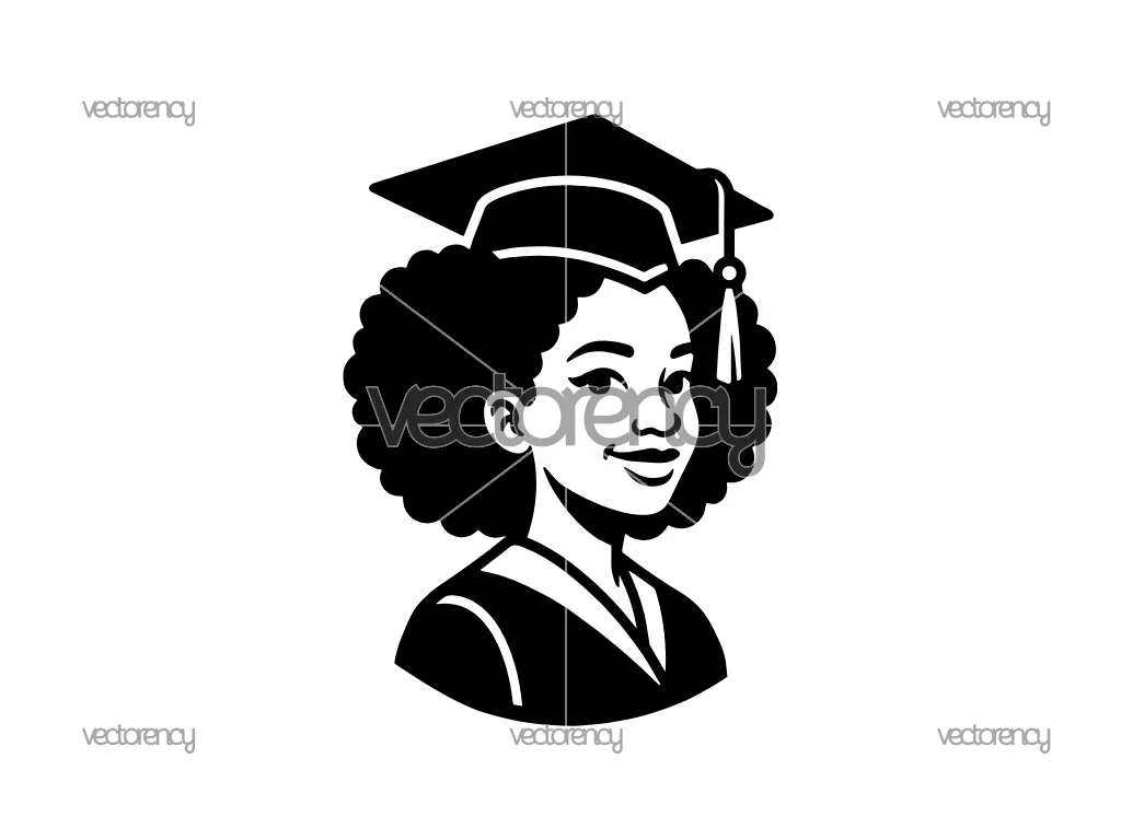 Cute Black Graduation Girl Vector SVG Cricut PNG