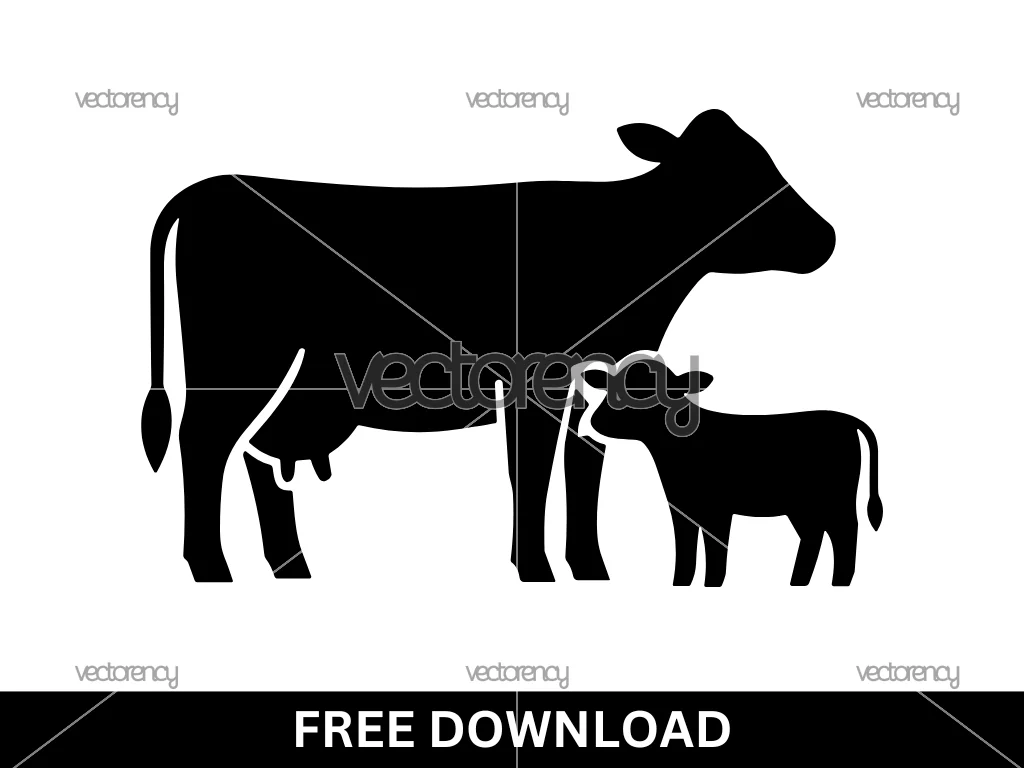 Cow Calf Silhouette SVG Free