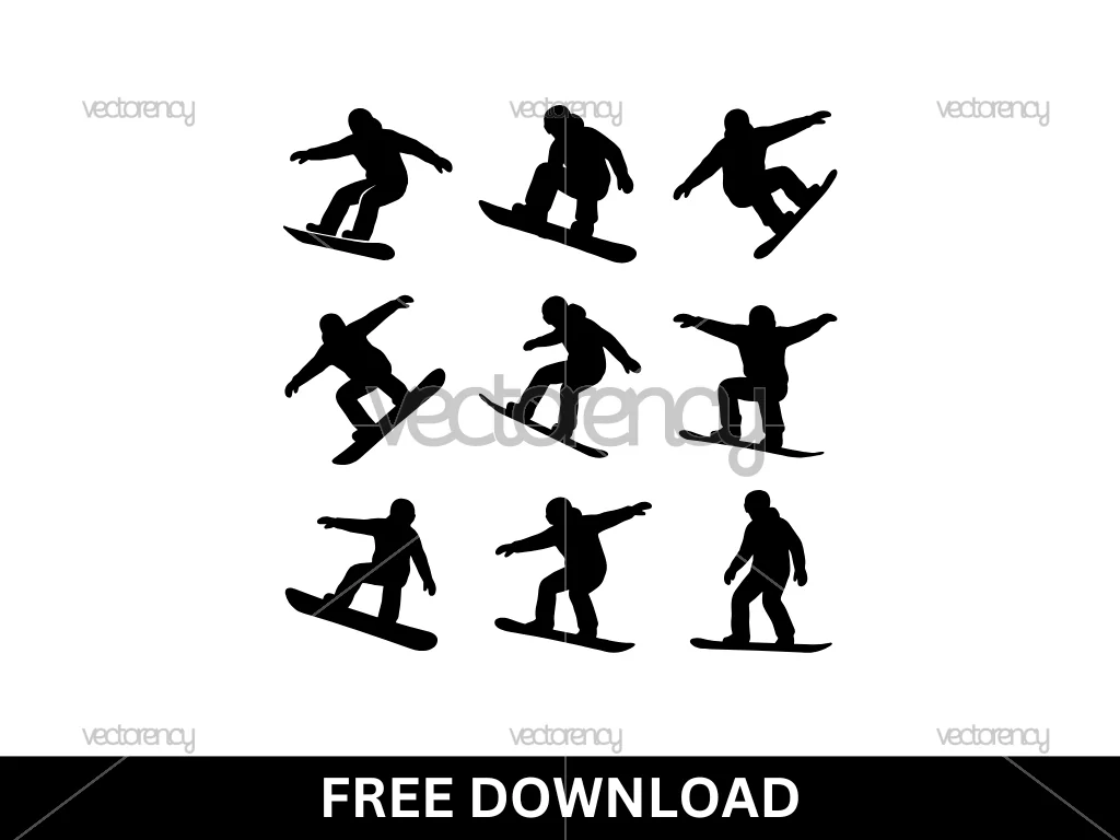 Snowboarding Silhouette SVG Cricut File Free Snowboarder