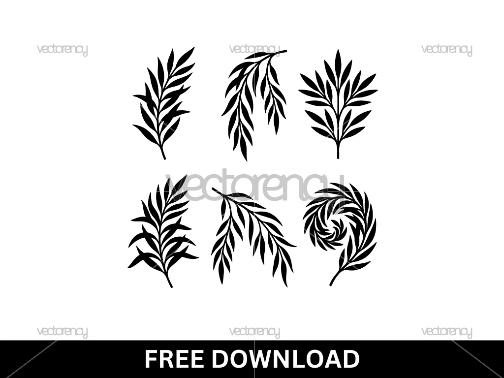 Free Long Leafed Branches Set Cut File