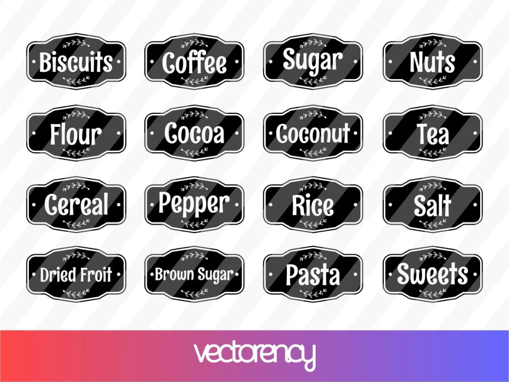 Kitchen Labels SVG Kitchen SVG Coffee SVG Tea SVG Pantry Labels