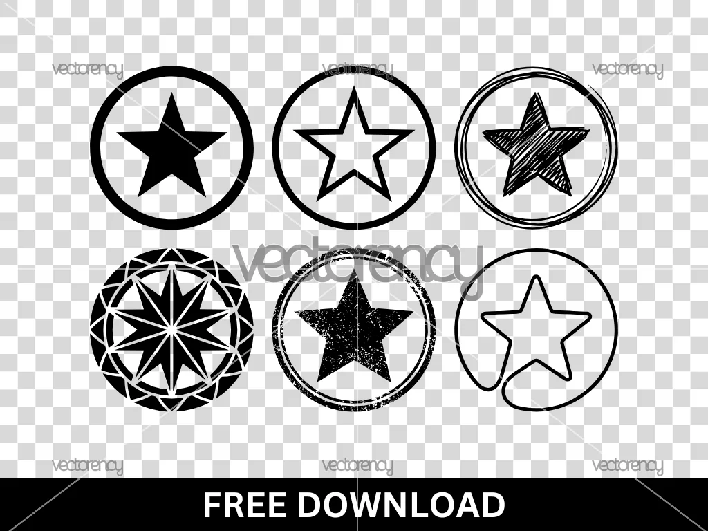 Star-in-Circle Icons or Frames Free SVG Vector