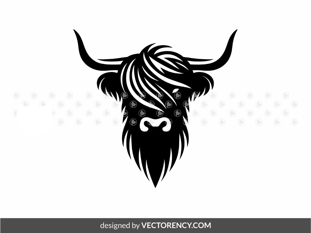 Highland Cow Stencil Vector Art