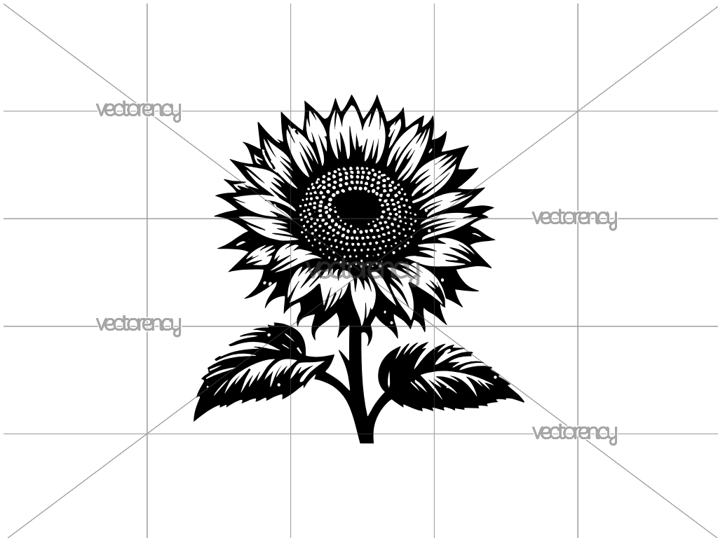 Black Sun Flower Clipart SVG