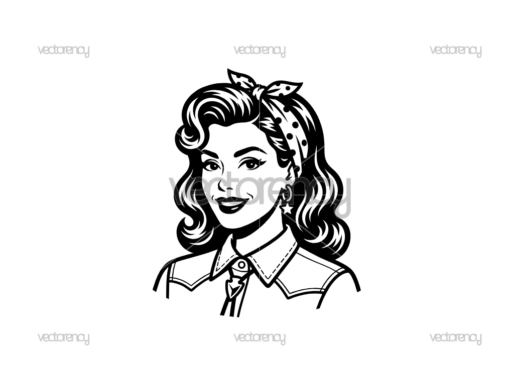 Vintage Style Western Pin Up Women Vector