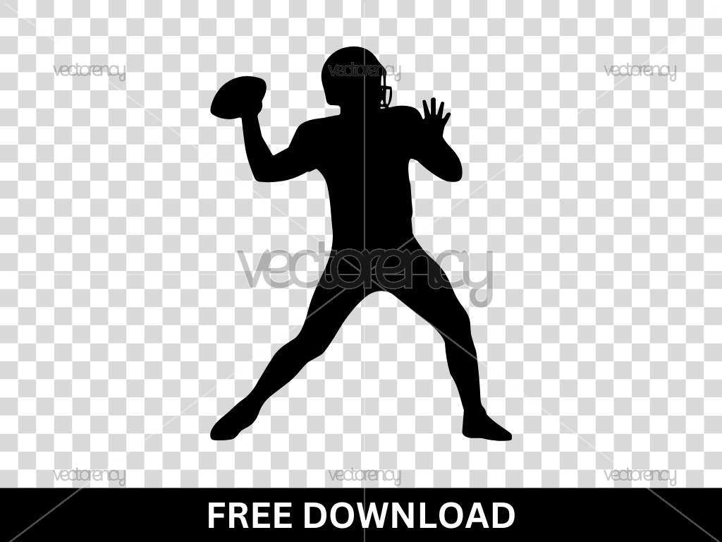American Football Silhouette Throwing SVG