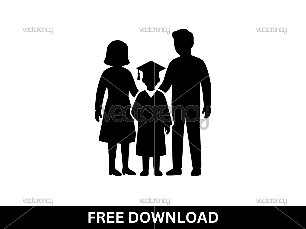Mom Dad Kid Graduation Image Silhouette SVG Free