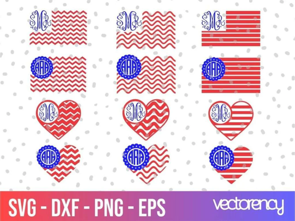 US Flag Monogram SVG