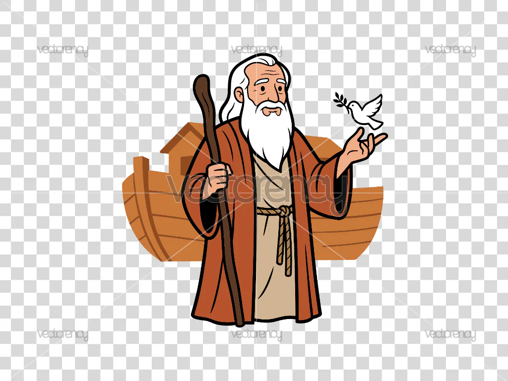 Bible Character Noah Cartoon Clipart PNG SVG EPS