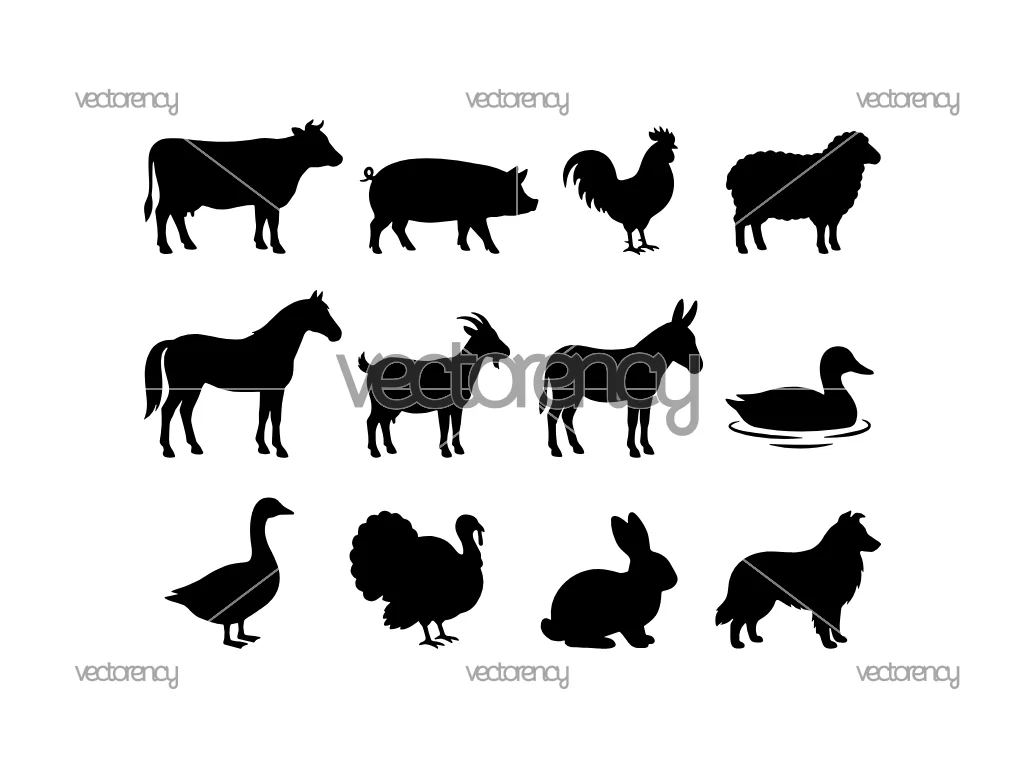 Farm Animals Silhouette