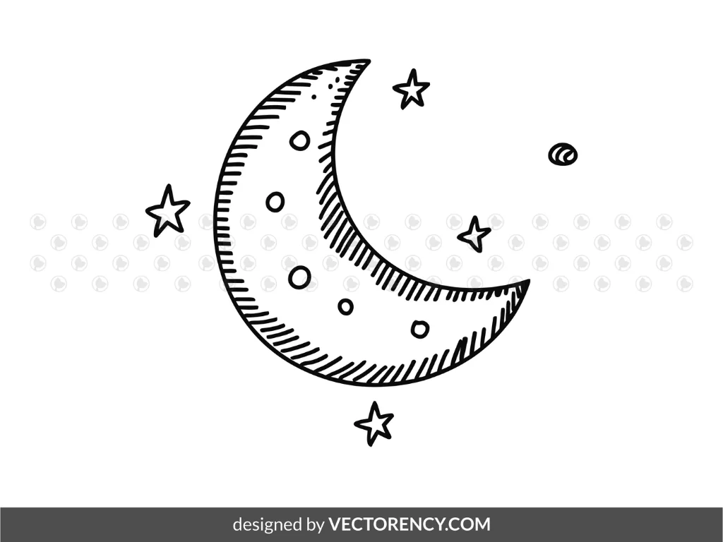 Moon line Art SVG