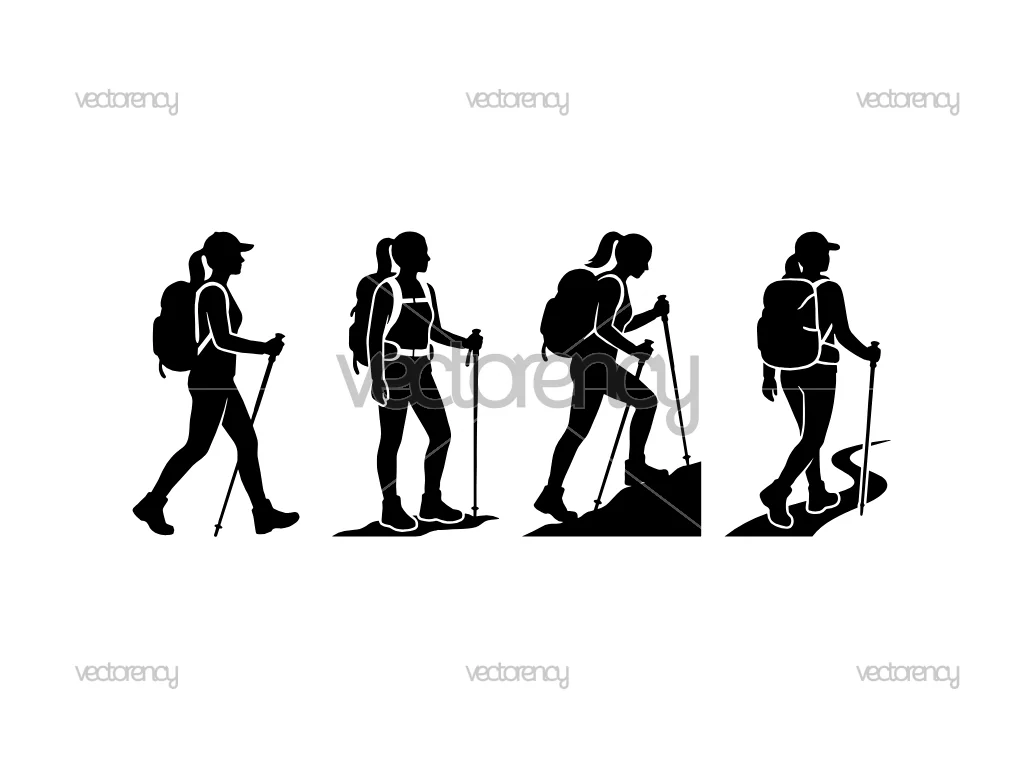 Women Hiking Hike SVG Silhouette