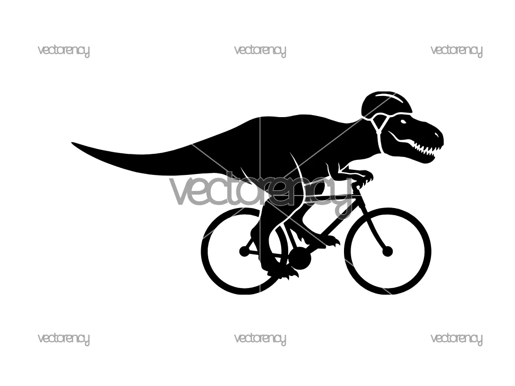 Tyrannosaurus Rex Riding Bicycle SVG
