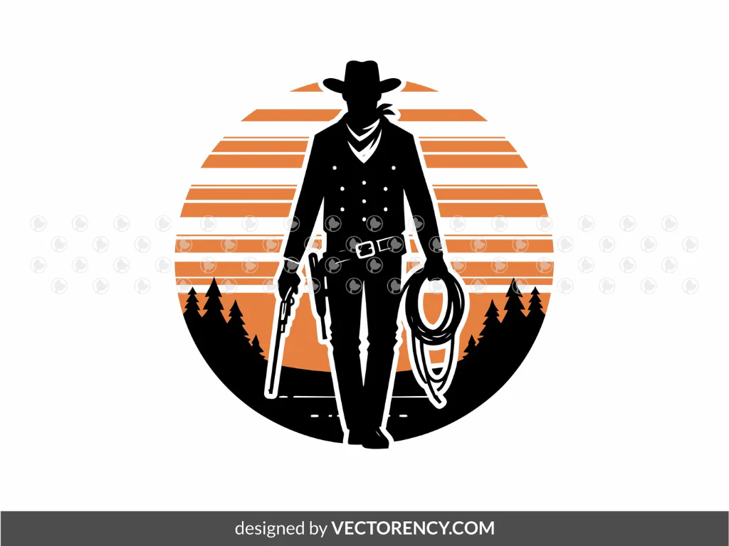 Cowboy Vintage Flat Vector Cut File