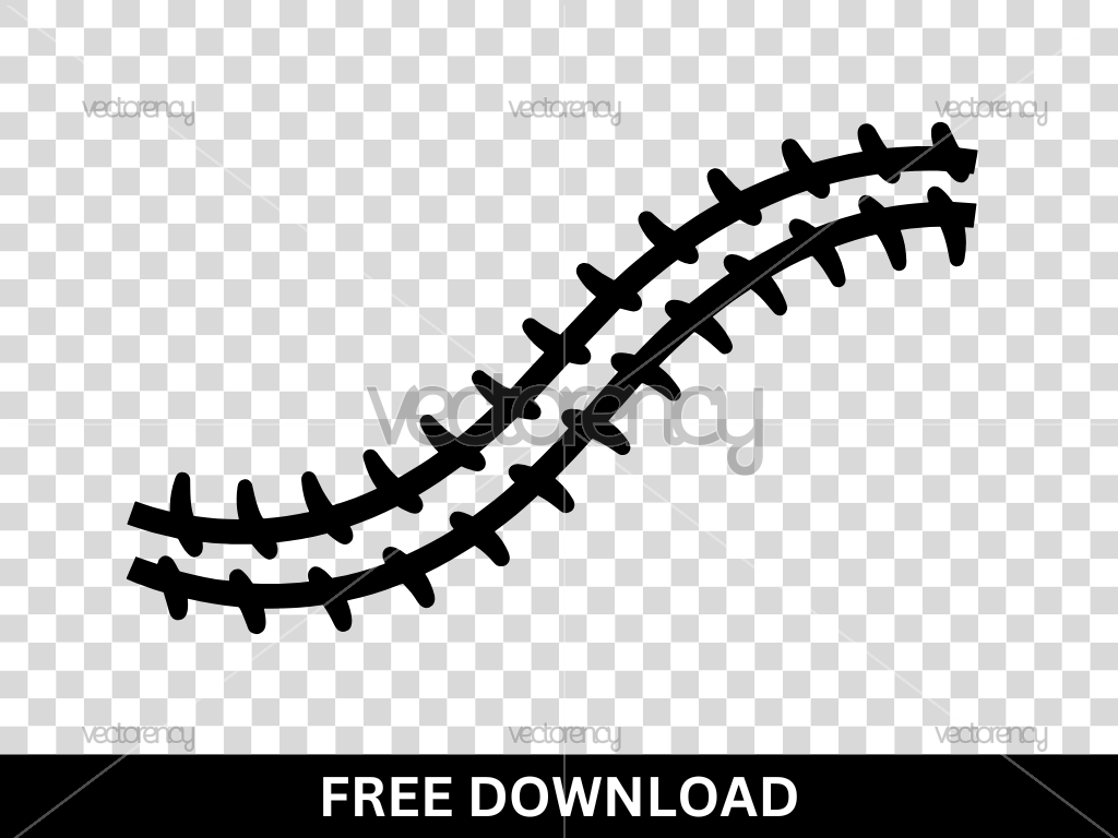 Free Curved Baseball Stitches SVG