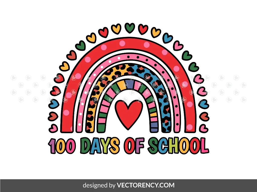 100 Day Shirt Rainbow SVG PNG