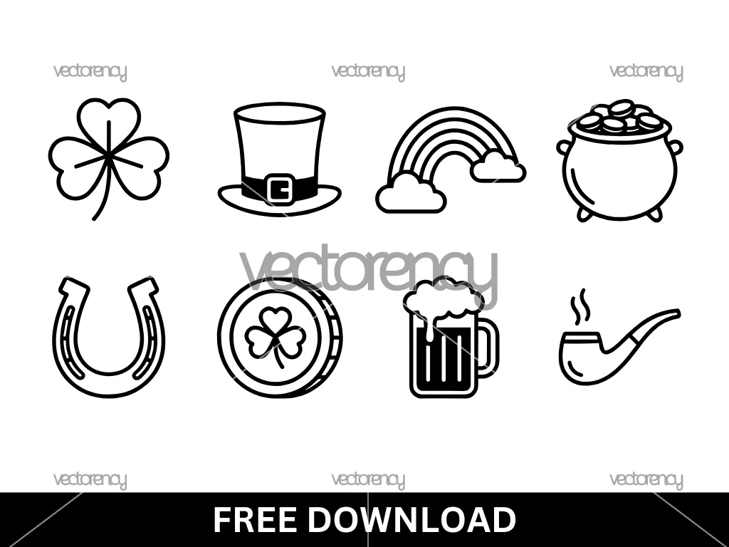 St. Patrick Simple SVG, Clover, Rainbow, Coins, Hat Free Cricut
