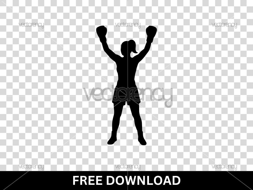 Win Champion Women Boxing Silhouette Image SVG