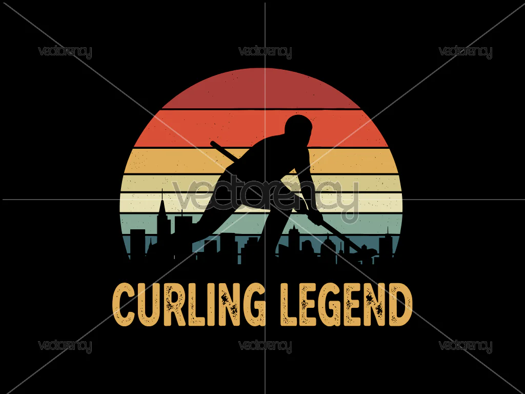 Curling Legend T-Shirt Design Vector PNG
