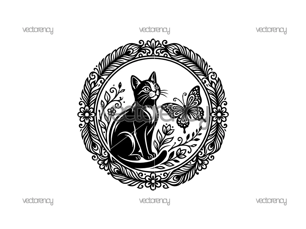 Cat And Butterfly PNG Clipart SVG EPS DXF