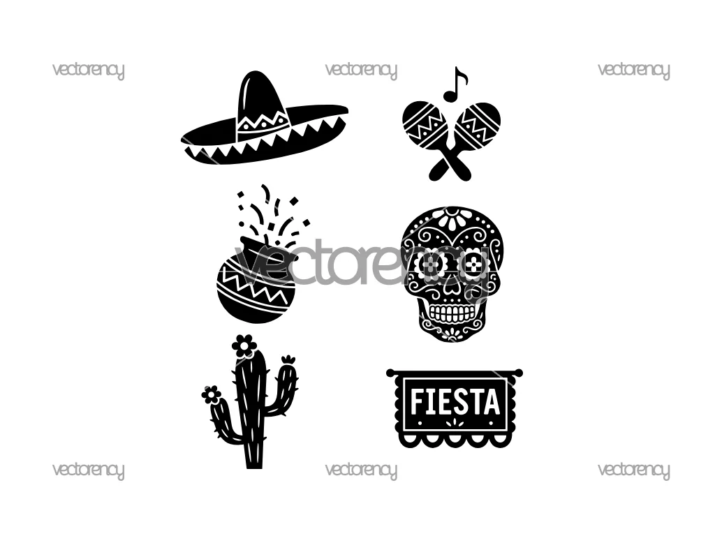 Cinco De Mayo SVG, Sugar Skull, Cactus, Sombrero, Maracas Cut File