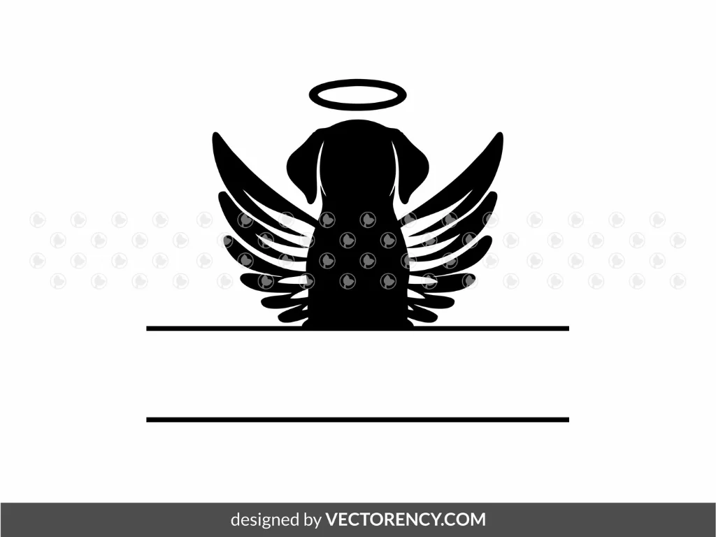 Dog Pet Angel Wings SVG, Monogram Pet Memorial Cut File