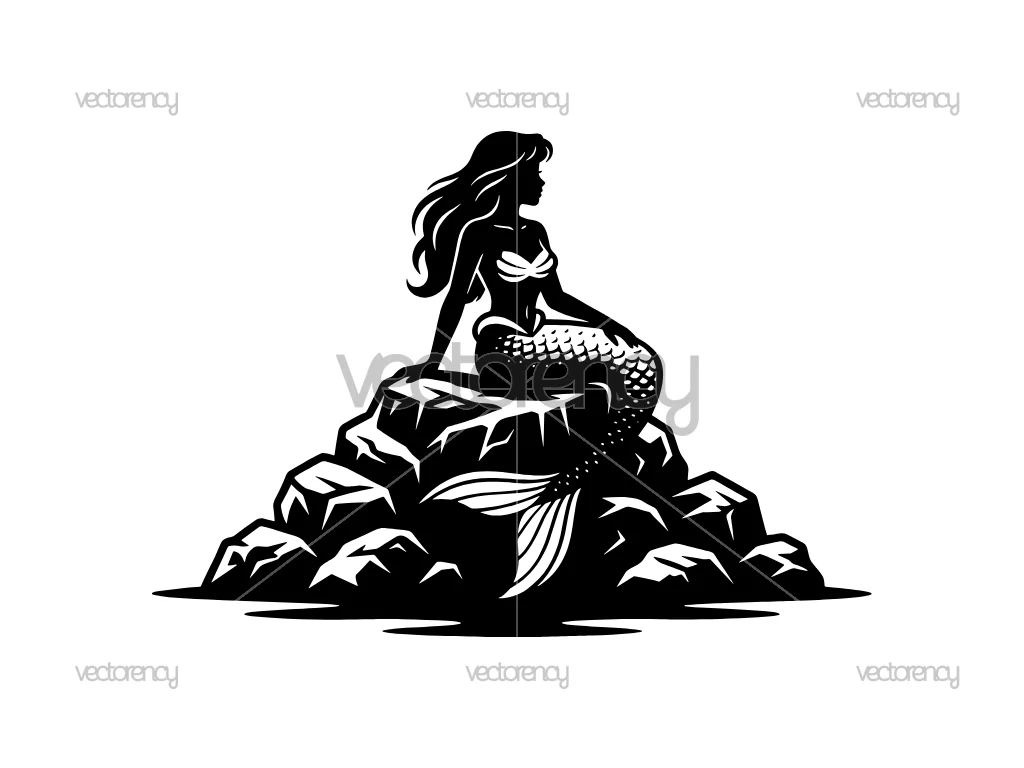 Mermaid Silhouette SVG Vector