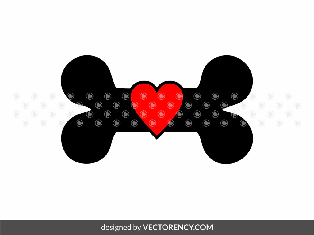 Dog Bone With Heart SVG