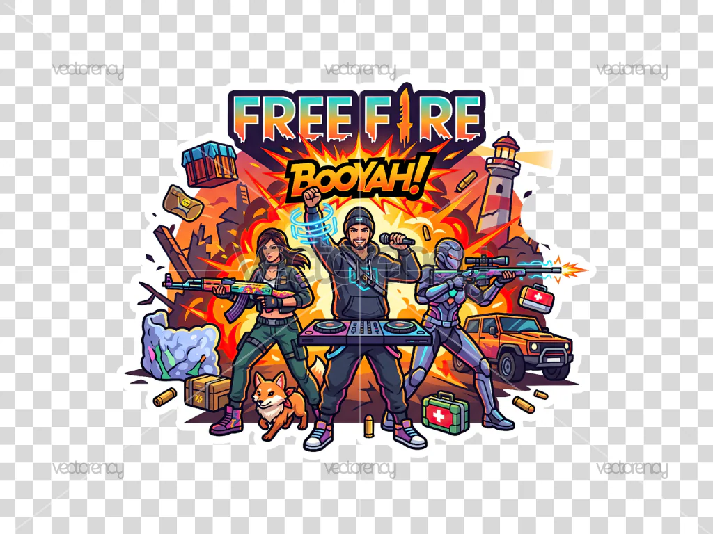 Free Fire Booyah Cartoon PNG HD Transparent Game Cake Topper