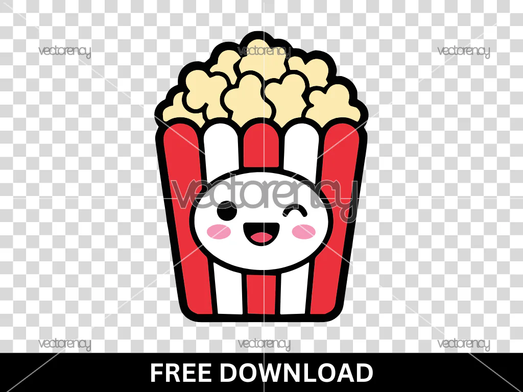 Free Pop Corn Kawaii SVG PNG