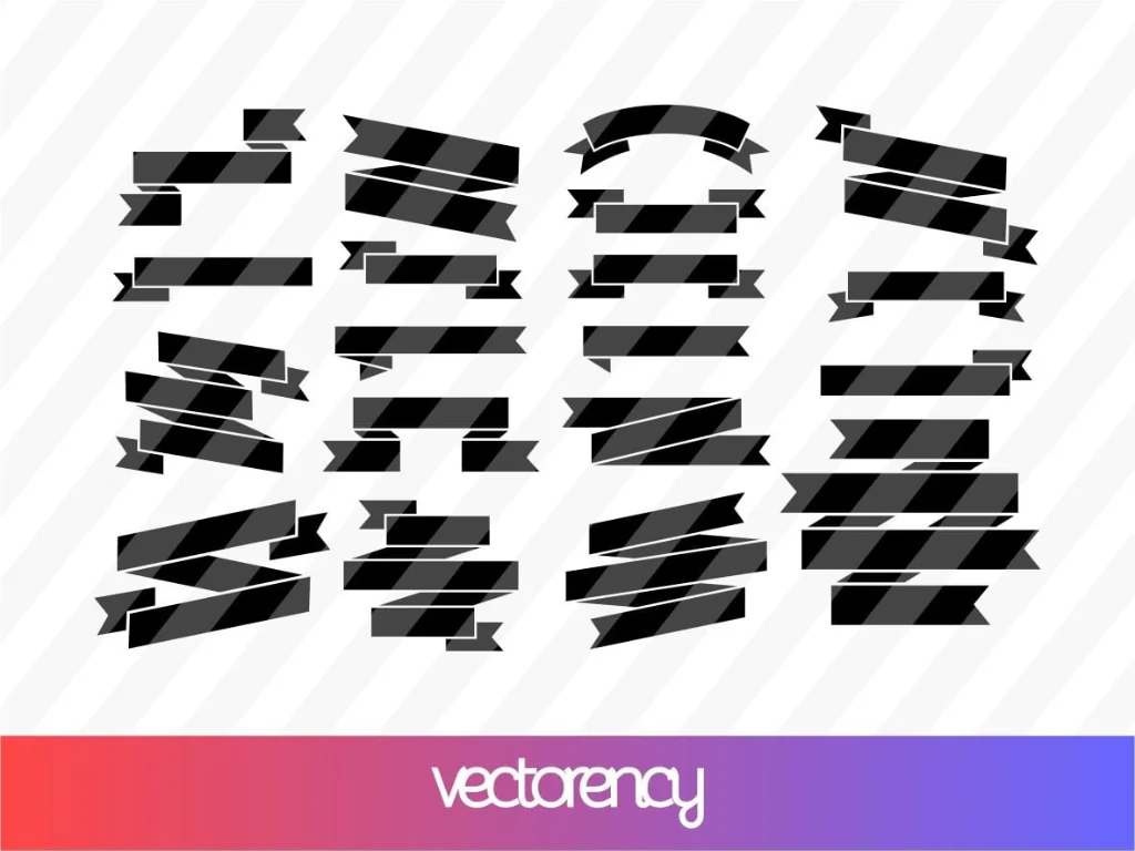 Black Banners Ribbons SVG