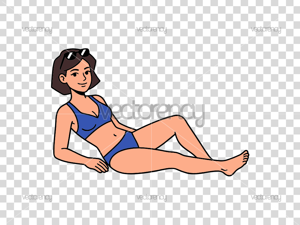 Lying Woman Bikini Vector Cartoon Clipart