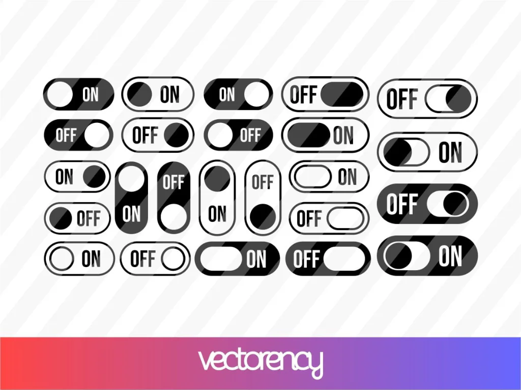 On Off Toggle SVG Silhouette Vector