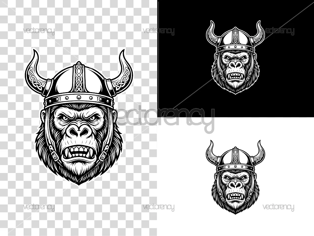 Gorilla Viking Vector Illustration SVG PNG