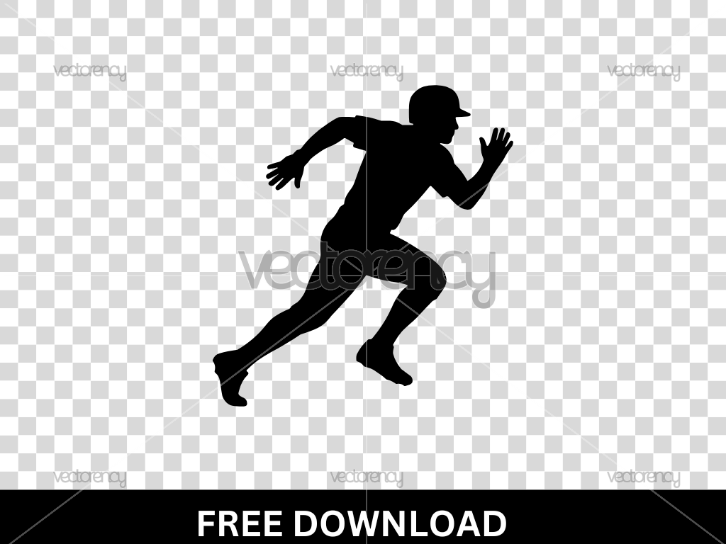 Baseball Player Running Silhouette Symbol SVG