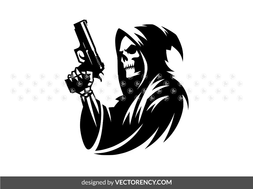 Grim Reaper With Gun Vector PNG SVG Download | Vectorency