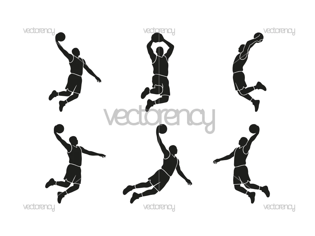 Slam Dunk Basketball Silhouette Premium Vector