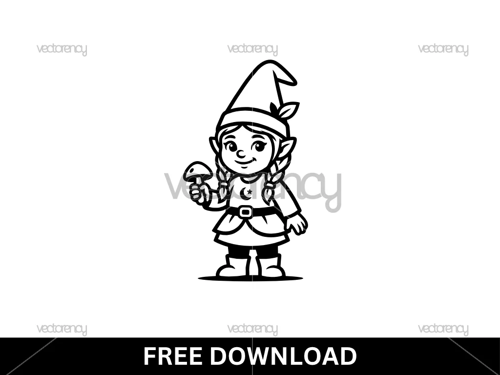 Young Female Gnome SVG Free